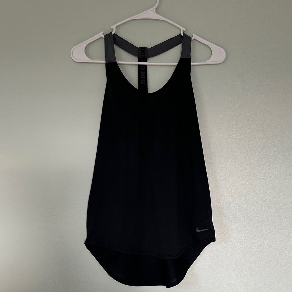 Nike Women's DRI-FIT Black Tank Top with Gray Straps